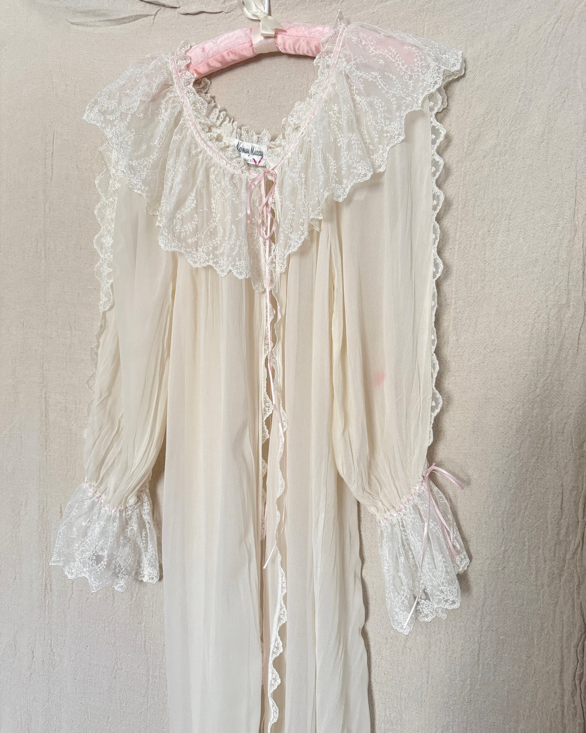Vintage 80s Neiman Marcus Lace Bed Robe | Size S-L