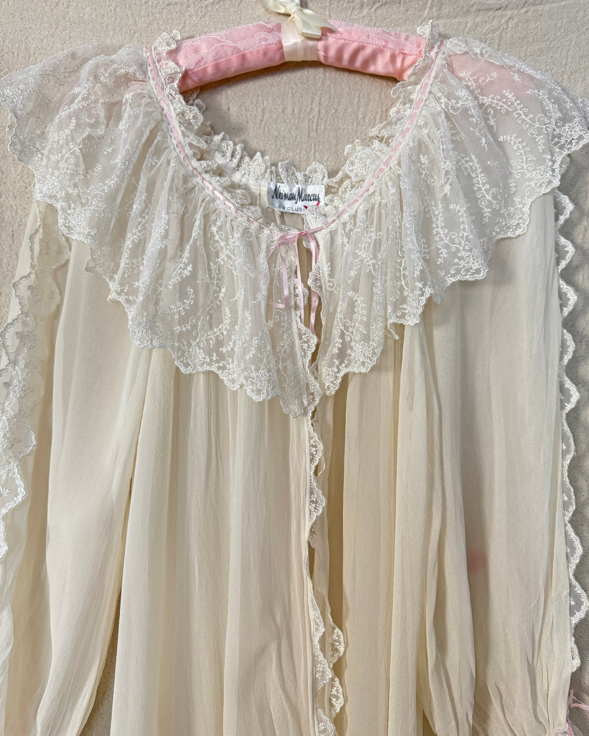 Vintage 80s Neiman Marcus Lace Bed Robe | Size S-L