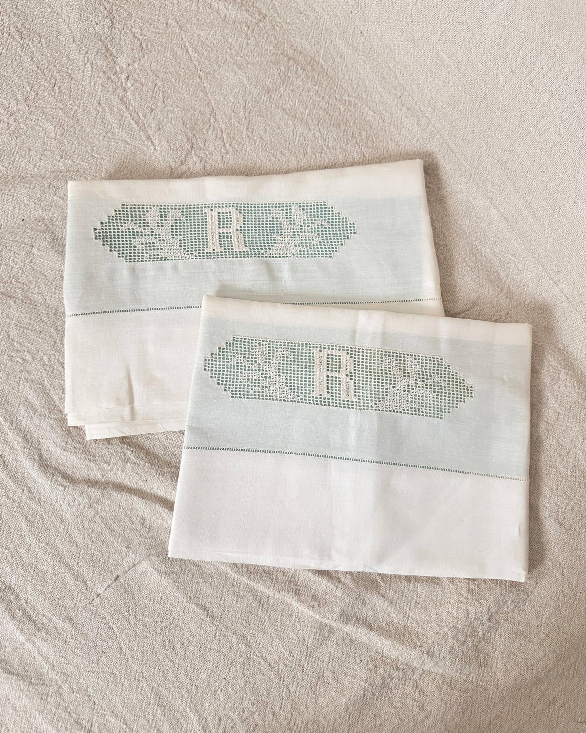 Vintage 50s/60s "R" Monogram Embroidered Pillowcase