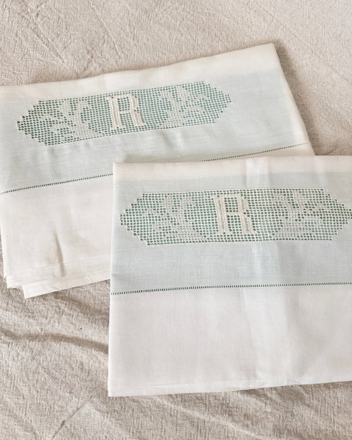 Vintage 50s/60s "R" Monogram Embroidered Pillowcase