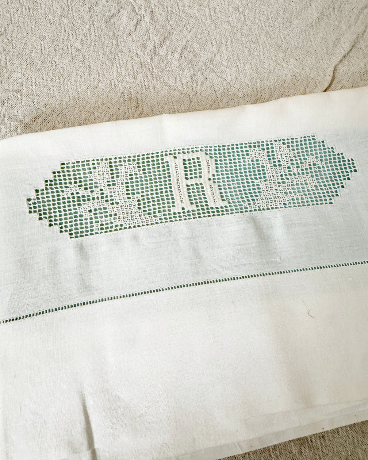 Vintage 50s/60s "R" Monogram Embroidered Pillowcase