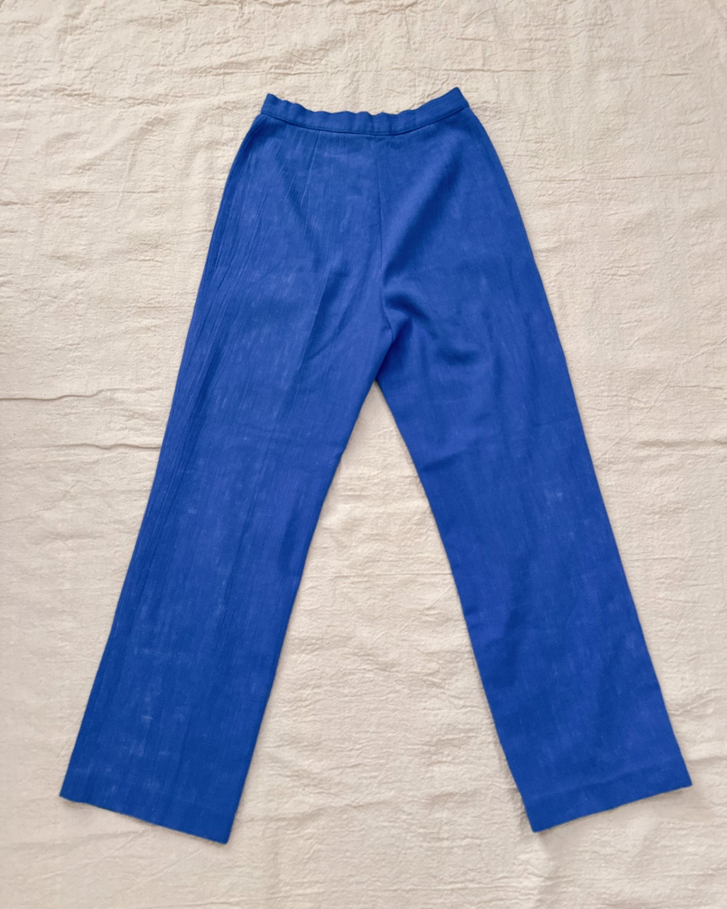Vintage 60s Blue Linen Pants | Size 25"