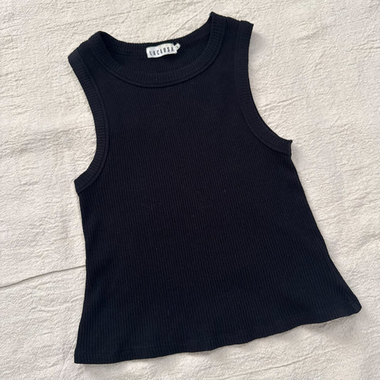 Lacausa Black Ribbed Tank | Size Small