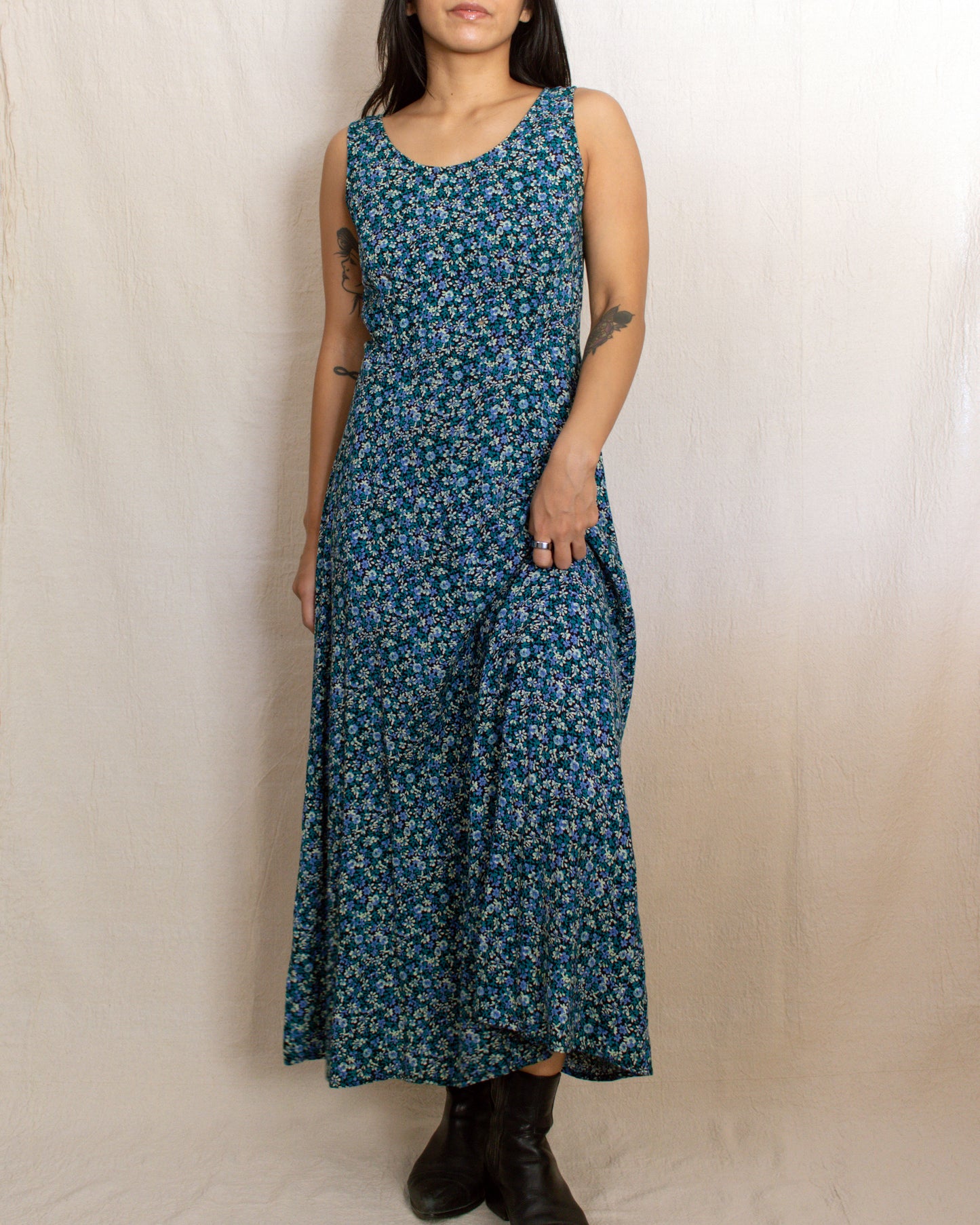 90s Floral Maxi Dress | Small