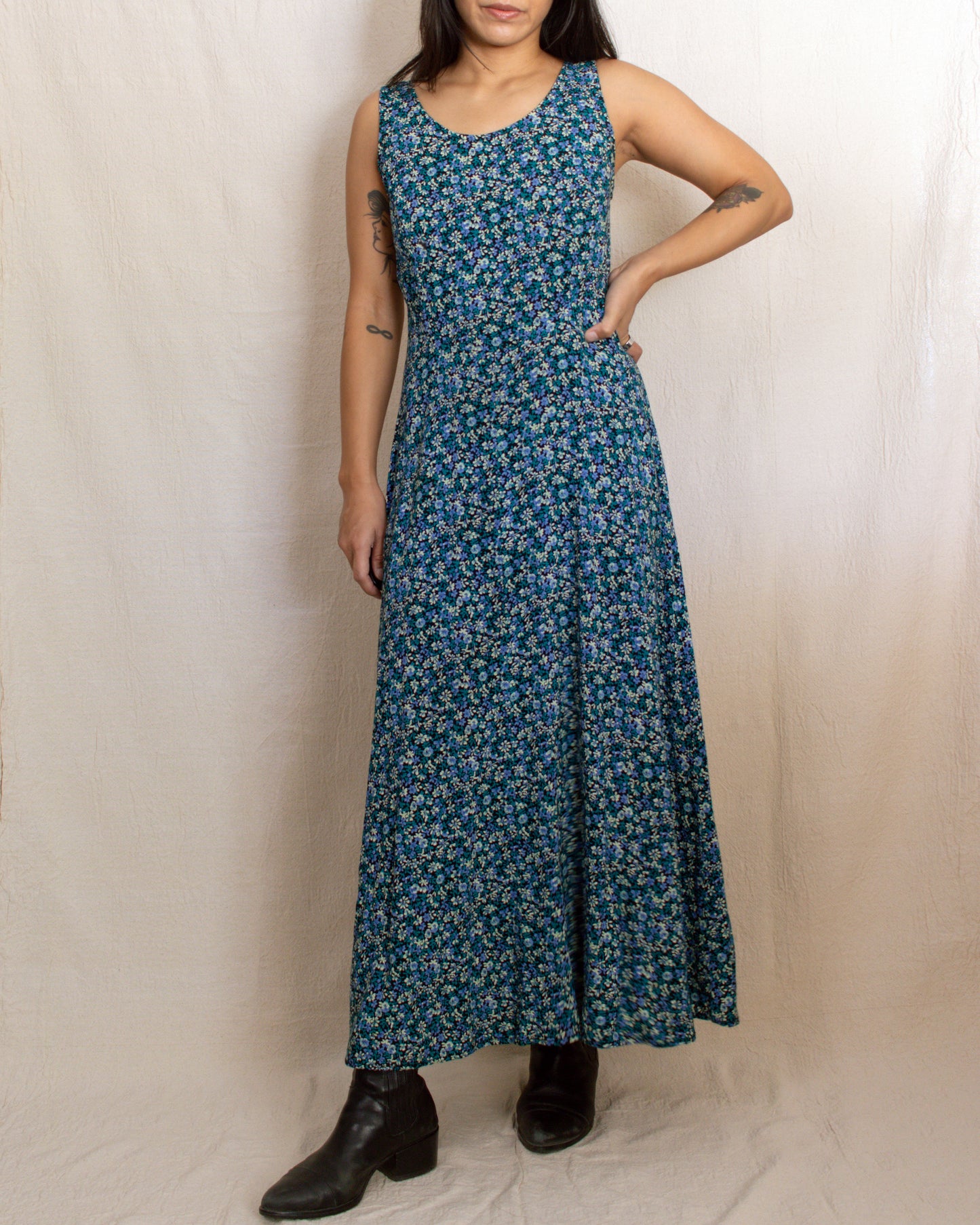 90s Floral Maxi Dress | Small