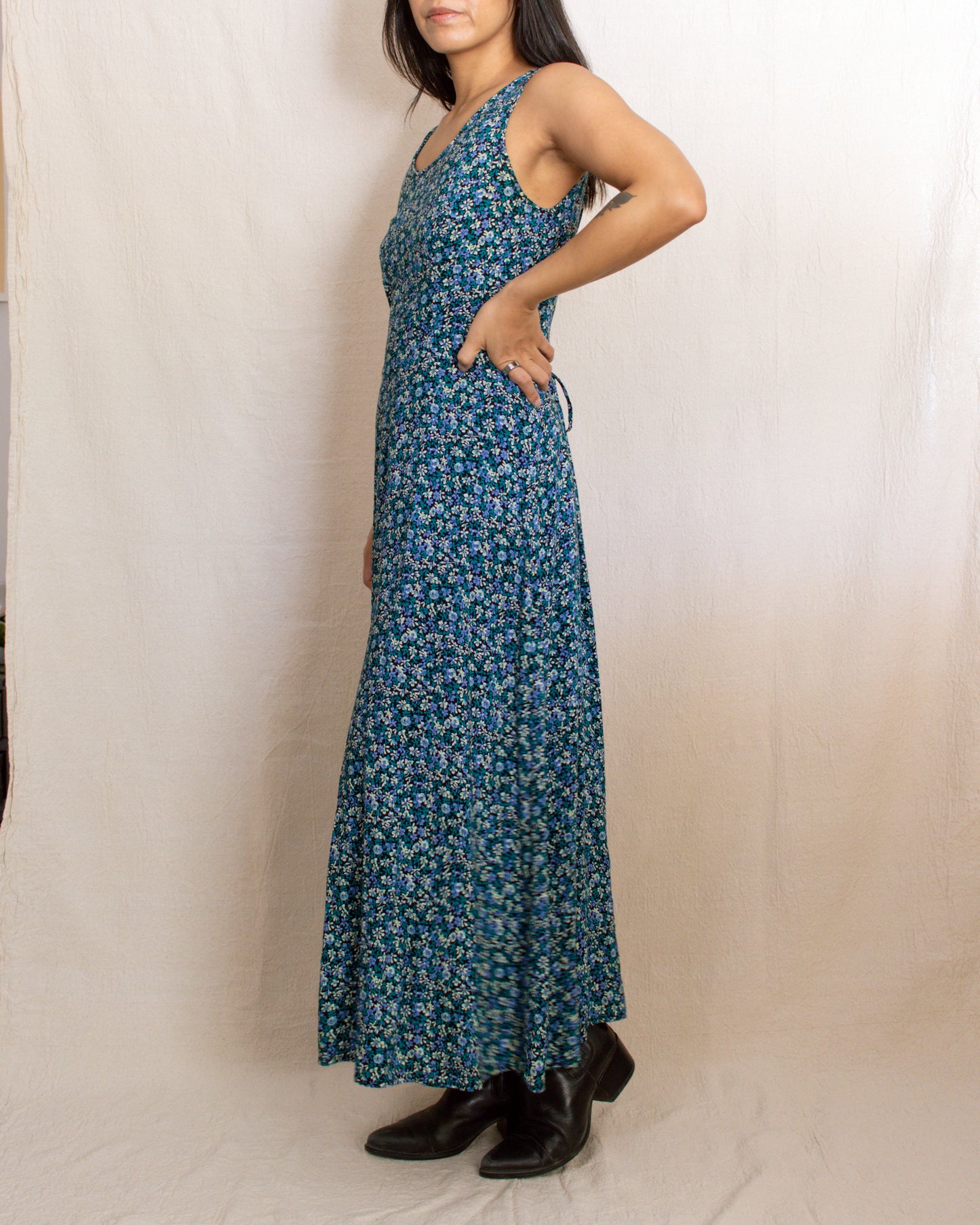 90s Floral Maxi Dress | Small