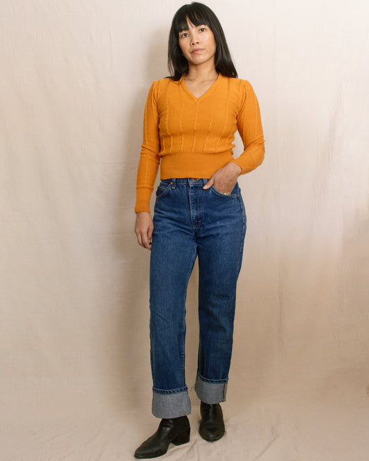 60s Orange Sweater | X-Small