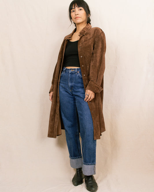 Y2K Brown Suede Duster | Large/X-Large