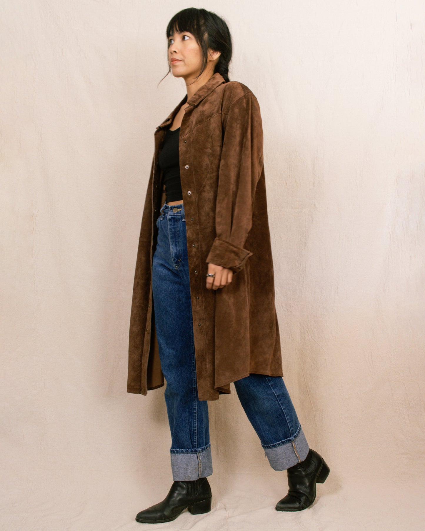 Y2K Brown Suede Duster | Large/X-Large