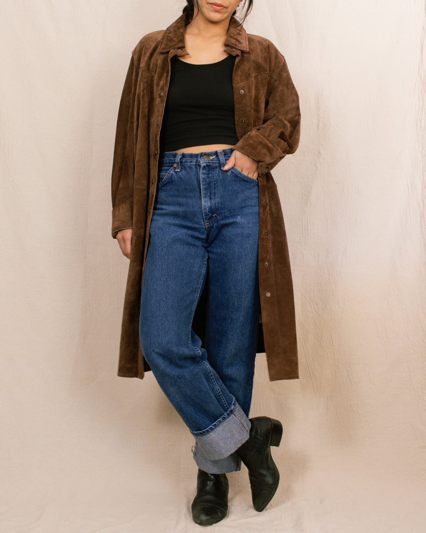 Y2K Brown Suede Duster | Large/X-Large