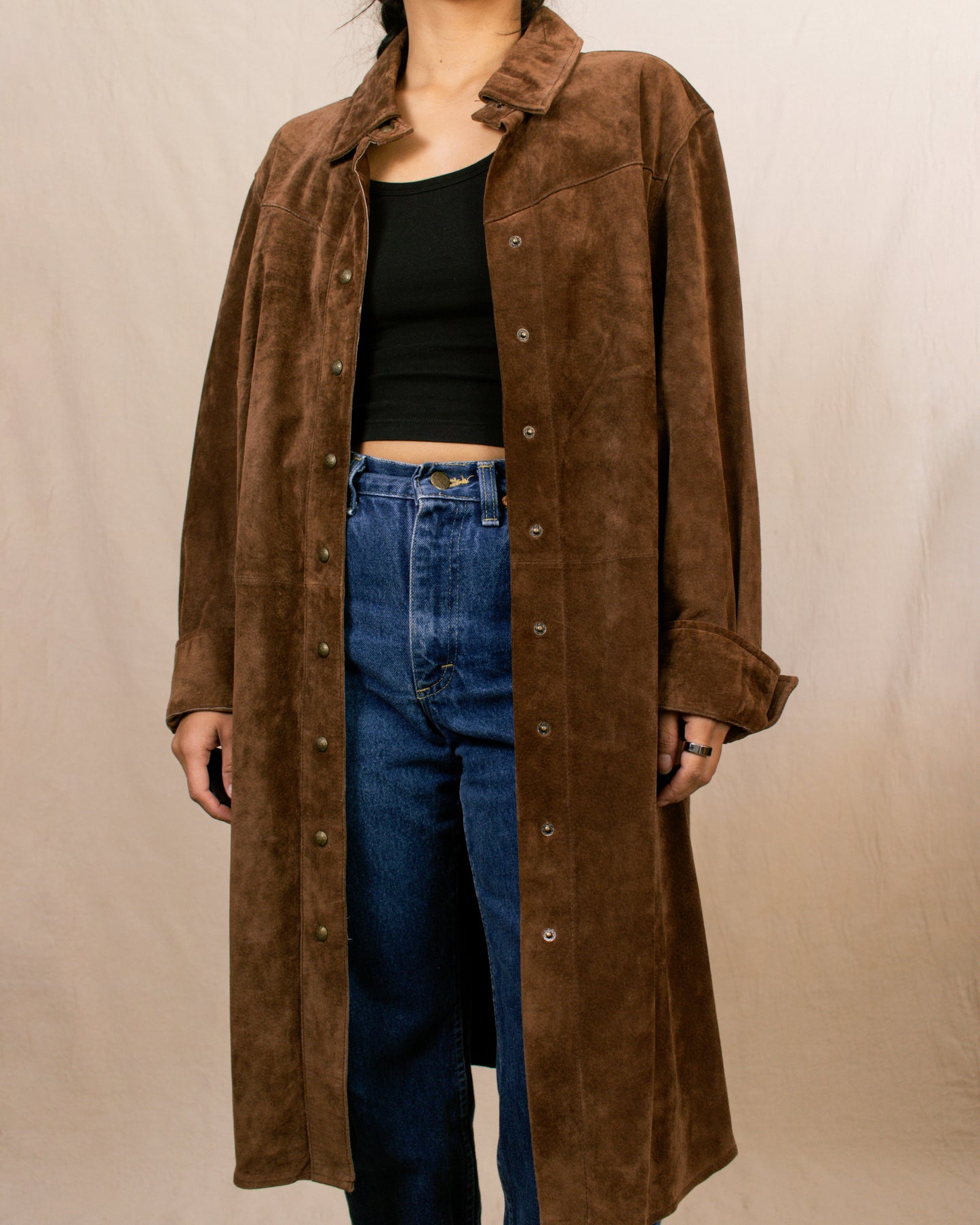 Y2K Brown Suede Duster | Large/X-Large