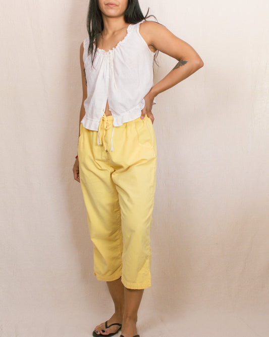 Vintage 90s Yellow Capris | Size Medium