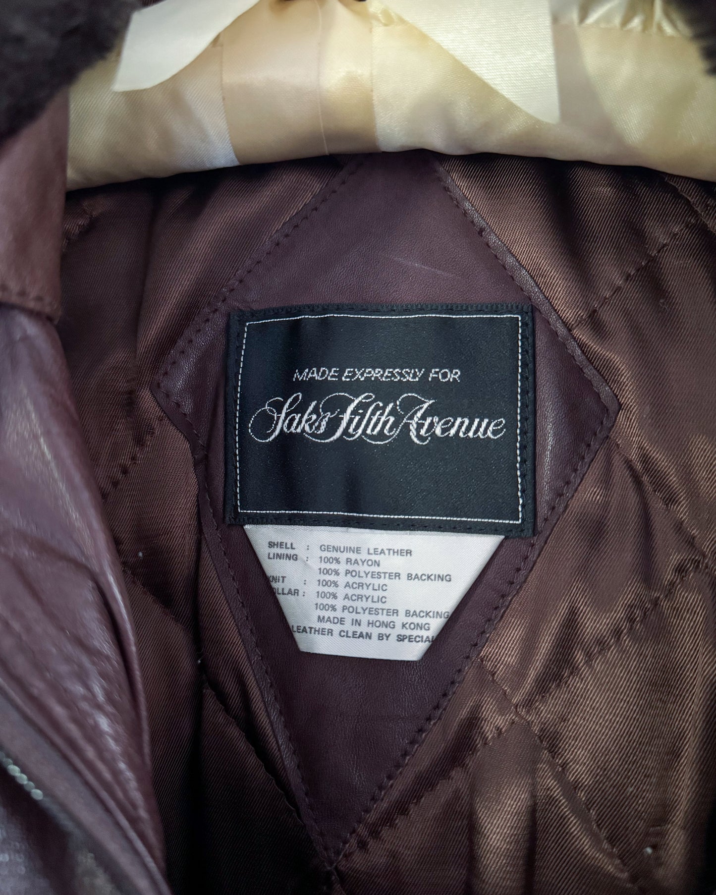 Vintage 80s Saks Fifth Avenue Brown Leather Jacket | Size Medium-Large