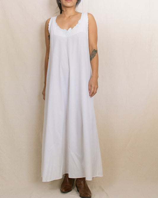 Vintage 90s White Maxi Dress | Size Medium