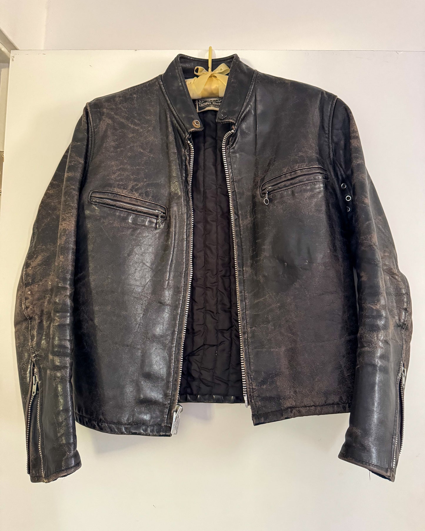 Vintage 60s Leather Biker Jacket | Size Small-Medium