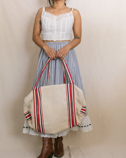Vintage Striped Duffel Bag