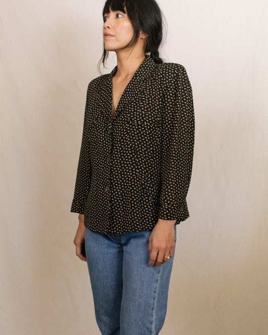 Vintage 90s Floral Blouse | Size Large