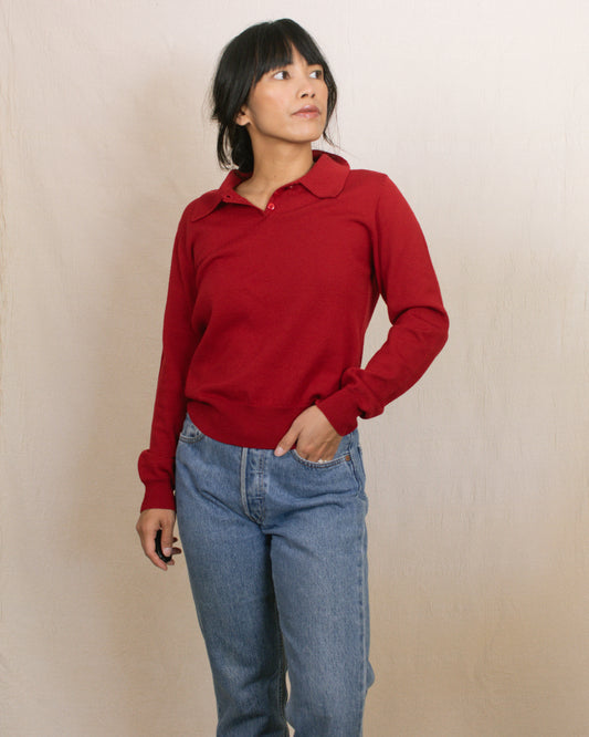 Vintage 90s Red Wool Sweater | Size Small