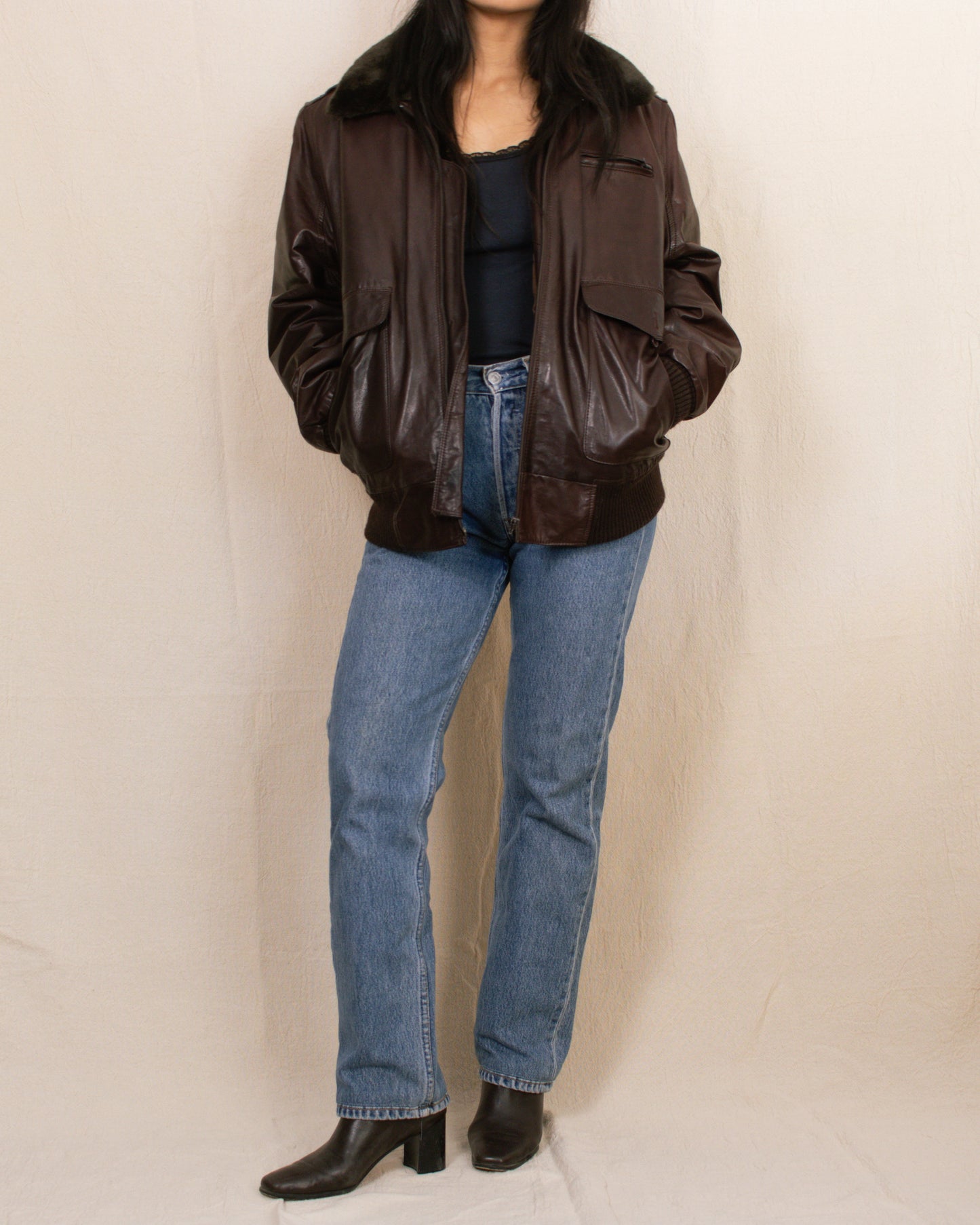 Vintage 80s Saks Fifth Avenue Brown Leather Jacket | Size Medium-Large