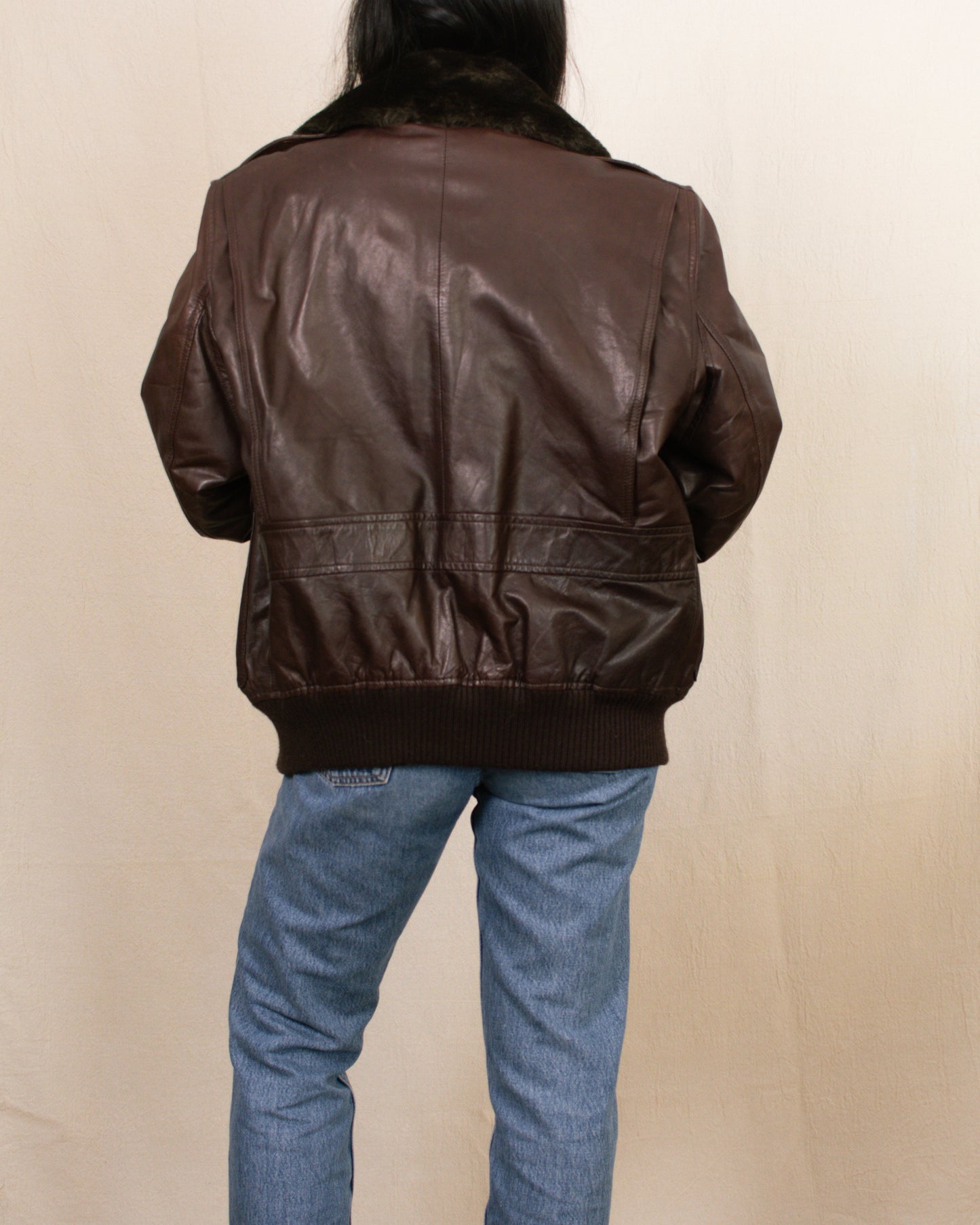 Vintage 80s Saks Fifth Avenue Brown Leather Jacket | Size Medium-Large