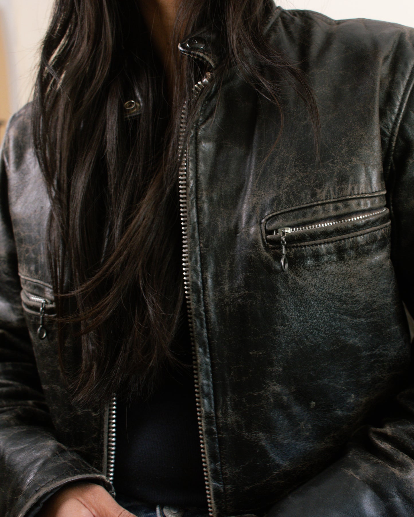 Vintage 60s Leather Biker Jacket | Size Small-Medium