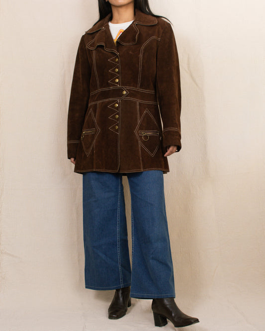 Vintage 60s Brown Suede Jacket | Size Medium-Large