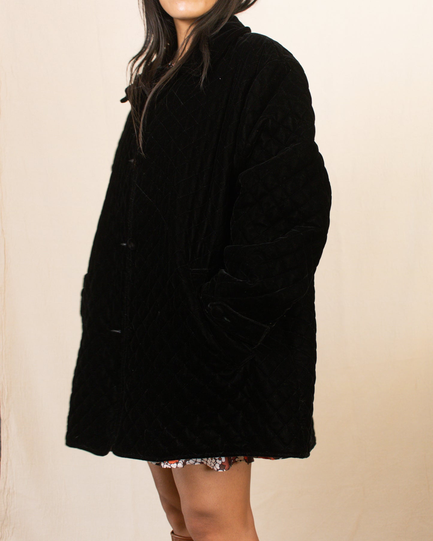 Vintage 90s Black Quilted Jacket | Size Large-XLarge