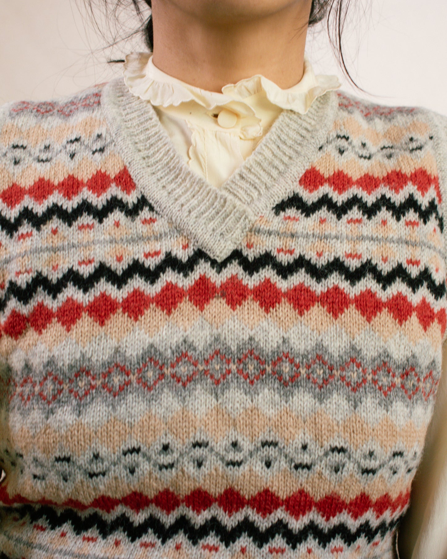 Vintage 60s Patterned Vest | Size Small