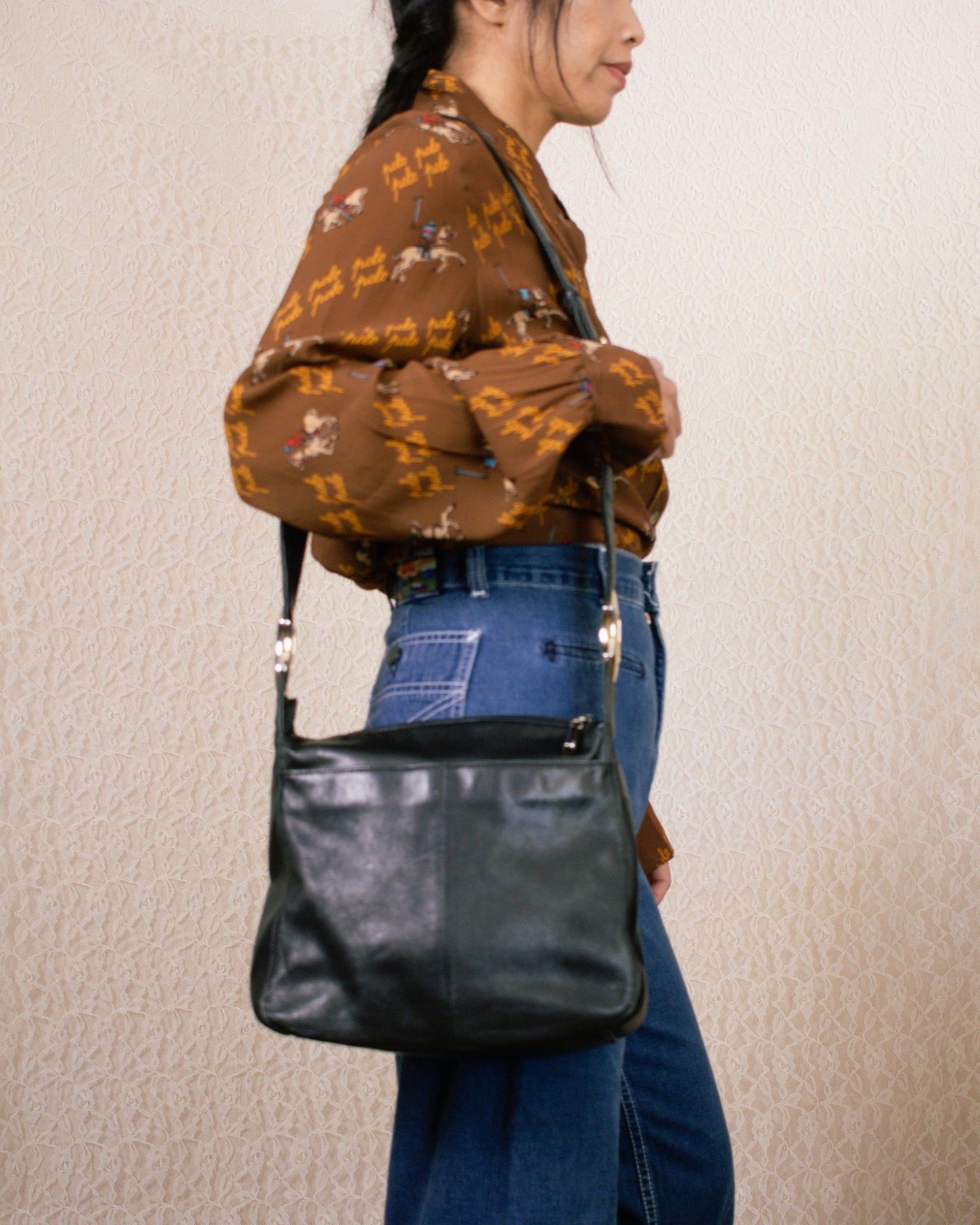 Vintage 90s Black Leather Purse