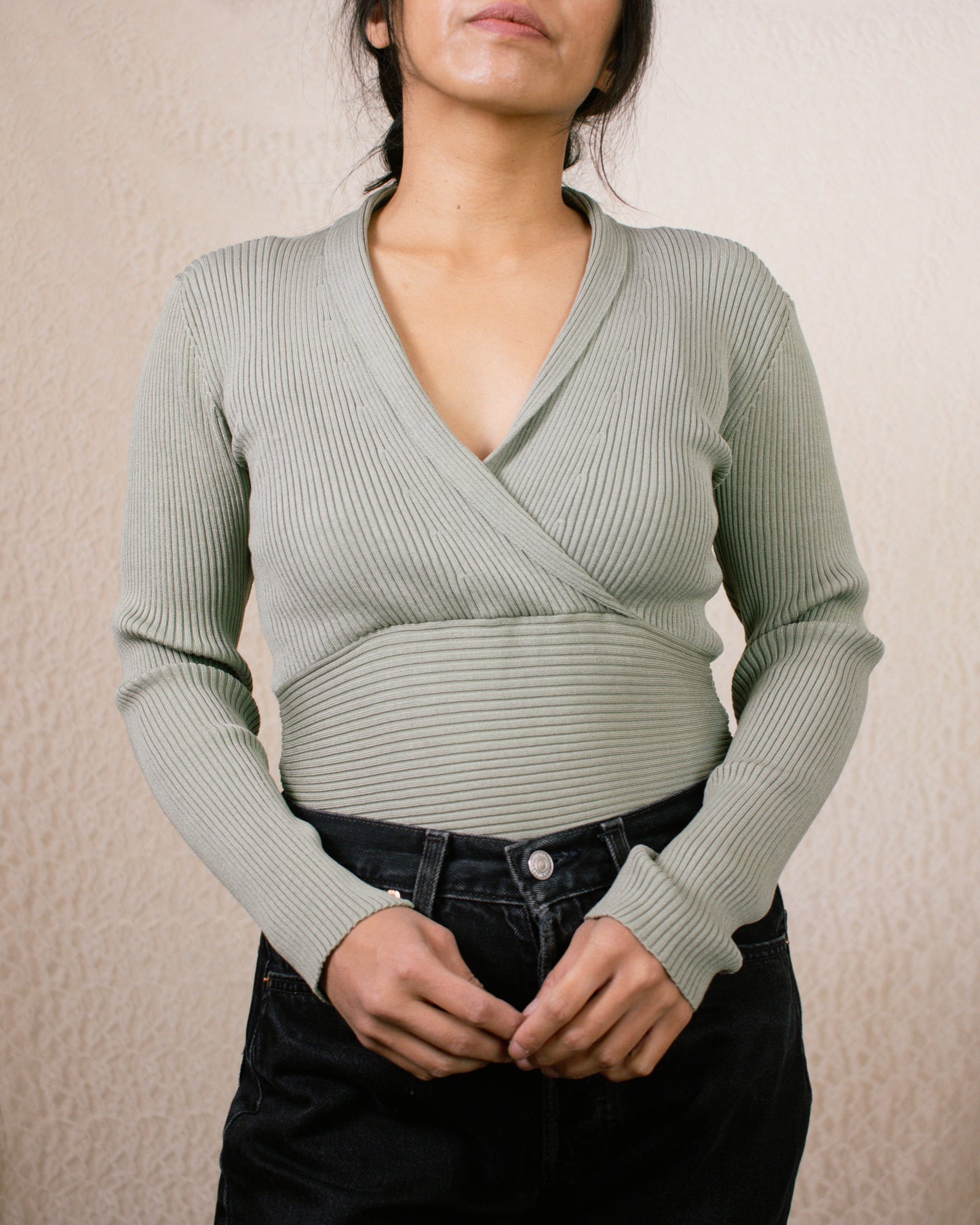 Vintage 90s Ribbed Long Sleeve | Size Small