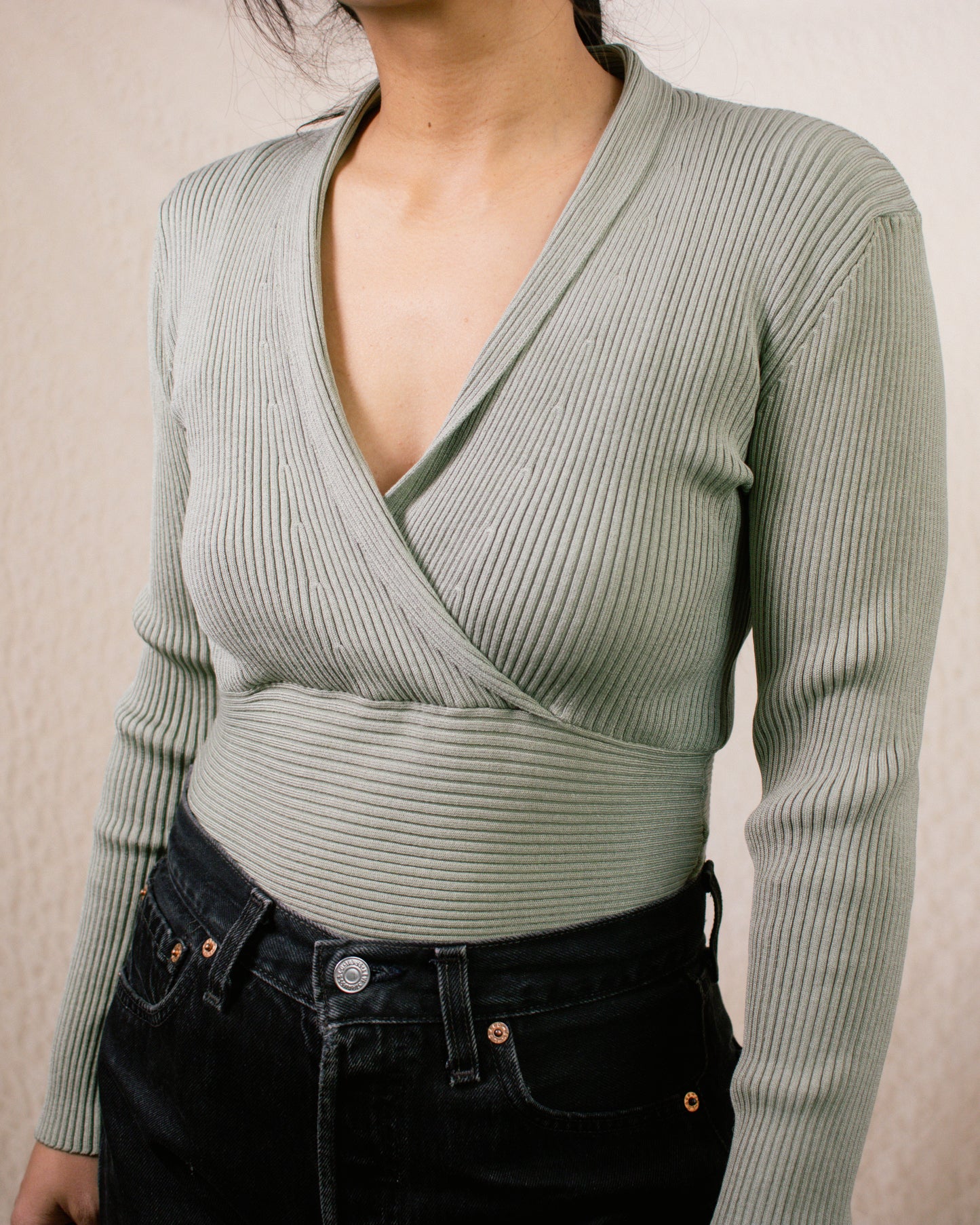 Vintage 90s Ribbed Long Sleeve | Size Small