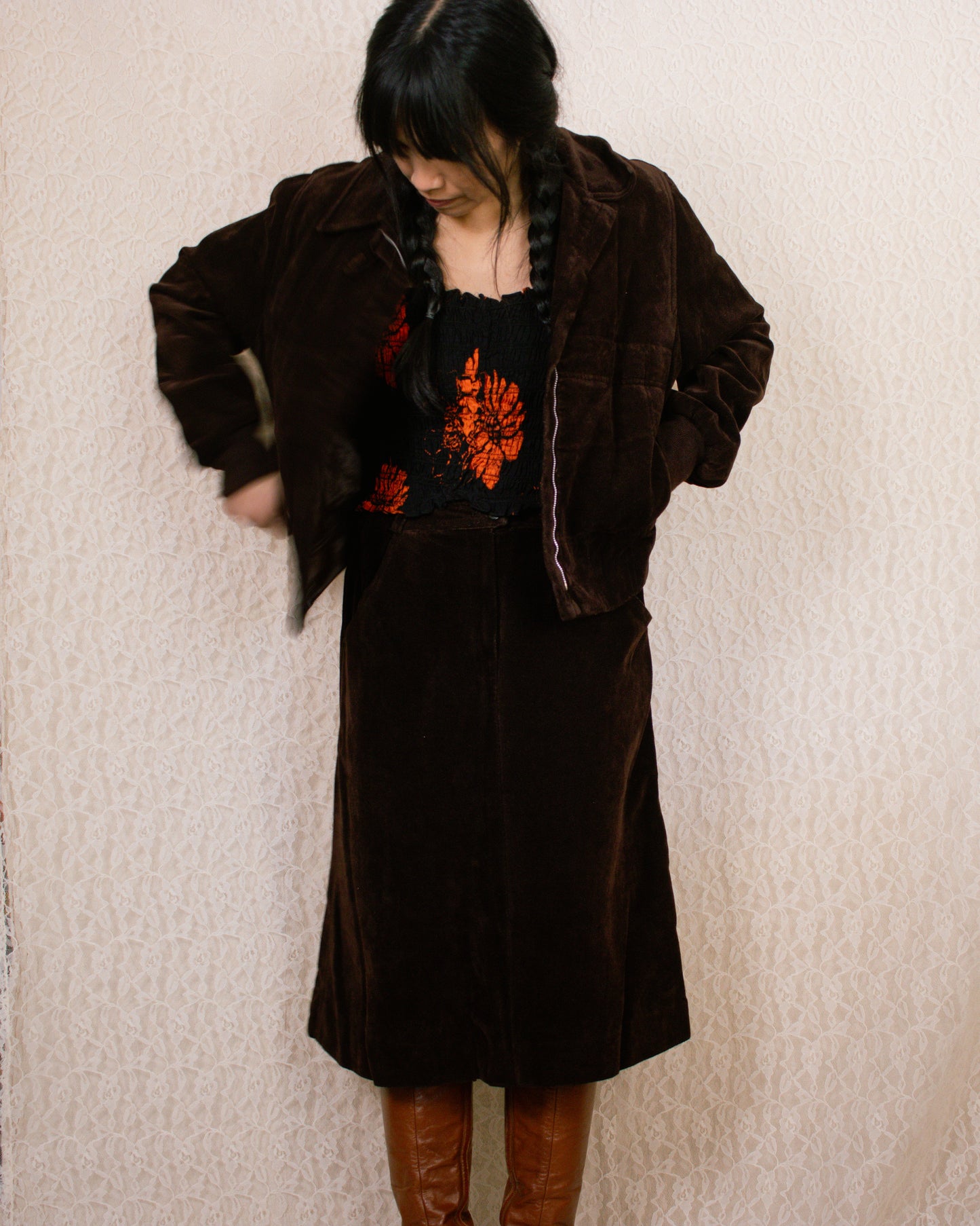 Vintage 70s I. Magnin Suede 2-Piece Set | Size Medium