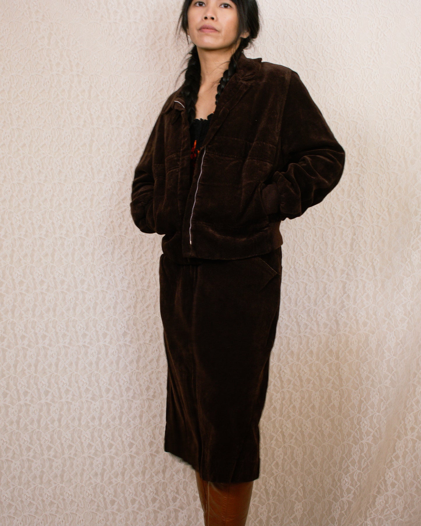 Vintage 70s I. Magnin Suede 2-Piece Set | Size Medium