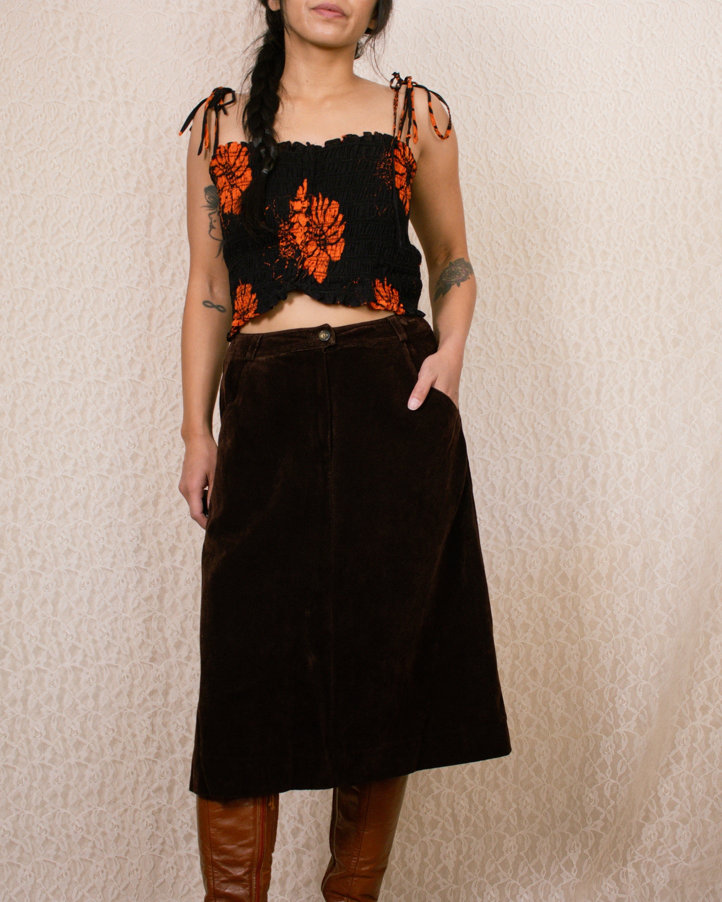 Vintage 70s I. Magnin Suede 2-Piece Set | Size Medium